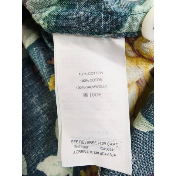 J. Crew Size Small Mens Blue Floral Short Sleeve Button Down Cotton Shirt - Picture 2 of 10